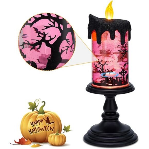 Halloween Snow Globe Candles Lighted Lamp, Lighted Flameless Candles - Picture 6 of 7